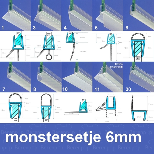 Exa-Lent Universal MON-6 Monstersetje - douchestrippen 6mm
