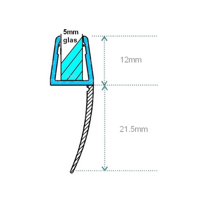 Exa-Lent Universal monsterstukje doucherubber type DS04 - 2cm lengte en geschikt voor glasdikte 5mm - 1 flap
