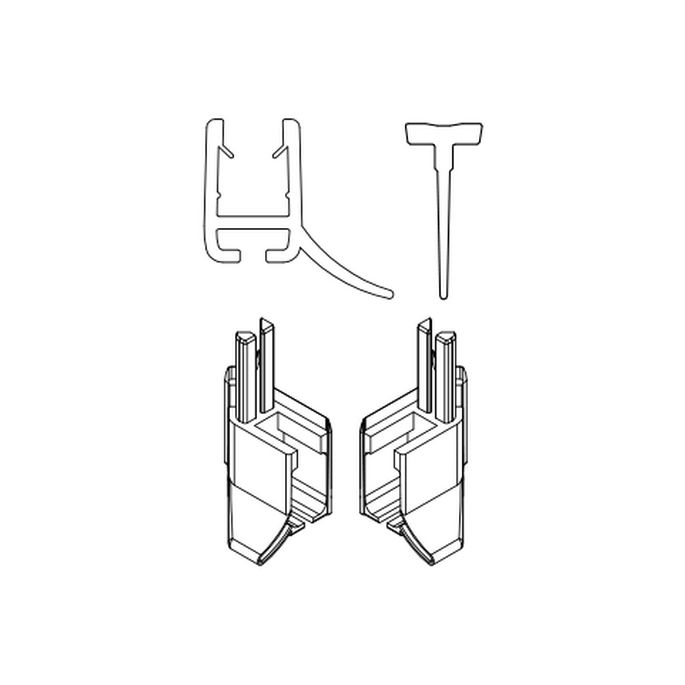 HSK Exklusiv E85058-1-04 horizontaal afdichtingsprofiel (120cm) met inschuifrubber (200cm, hoogte 14,5mm) en eindkapjes wit