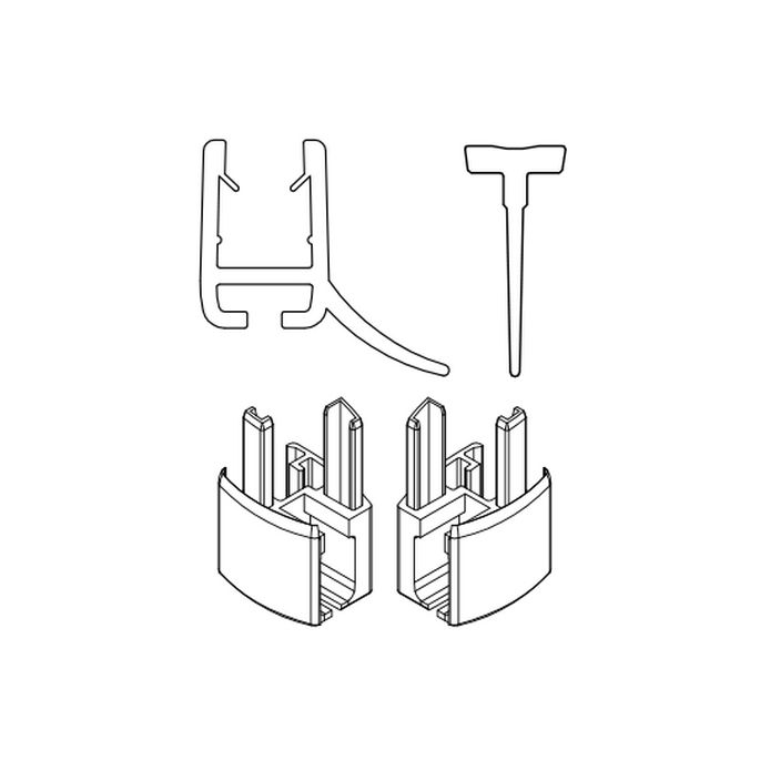 HSK Exklusiv E85058-2-04 2x horizontaal afdichtingsprofiel (120cm) met inschuifrubber (200cm, hoogte 14,5mm) en eindkapjes wit