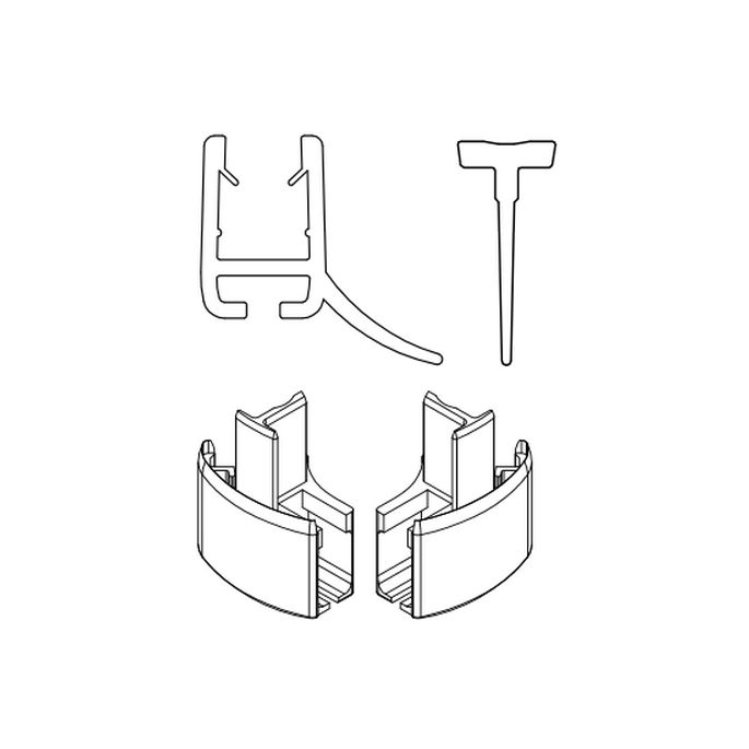 HSK Exklusiv E85058-3-04 2x horizontaal afdichtingsprofiel (120cm) met inschuifrubber (200cm, hoogte 14,5mm) en eindkapjes wit