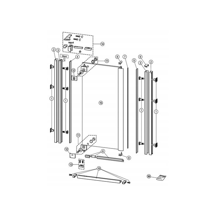 Huppe 1002, 054204 verticale afdichtingsstrip/ magneetstrip *niet meer leverbaar*