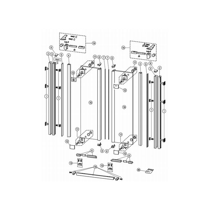 Huppe 1002, 054204 verticale afdichtingsstrip/ magneetstrip