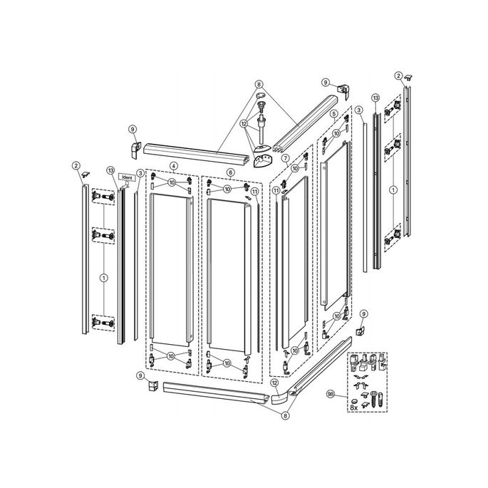 Huppe 1002, 054204 verticale afdichtingsstrip/ magneetstrip *niet meer leverbaar*
