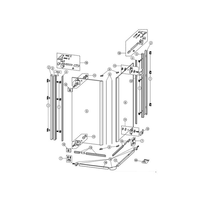 Huppe 1002, 054203 verticale afdichtingsstrip *niet meer leverbaar*