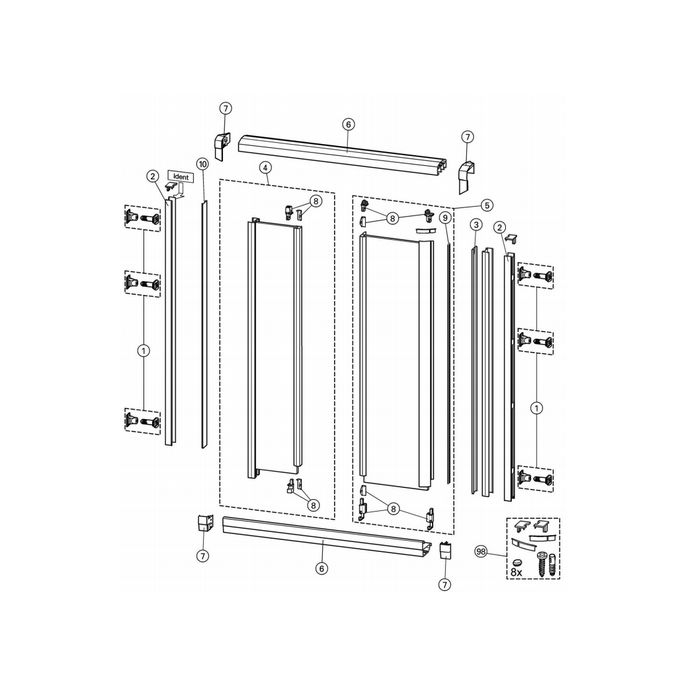 Huppe 1002, 054204 verticale afdichtingsstrip/ magneetstrip *niet meer leverbaar*