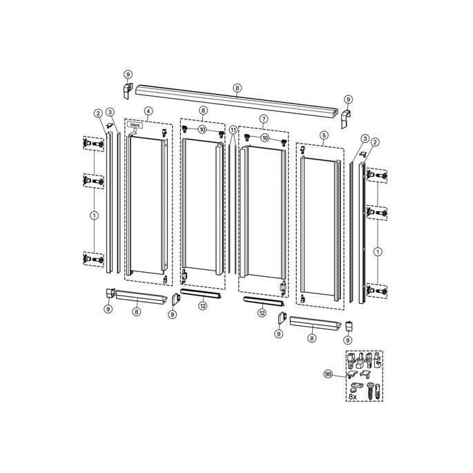 Huppe 1002, 054530 verticale afdeklijst