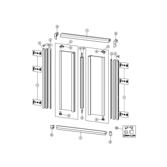 Huppe 1002, 054909 verticale afdichtingsstrip *niet meer leverbaar*