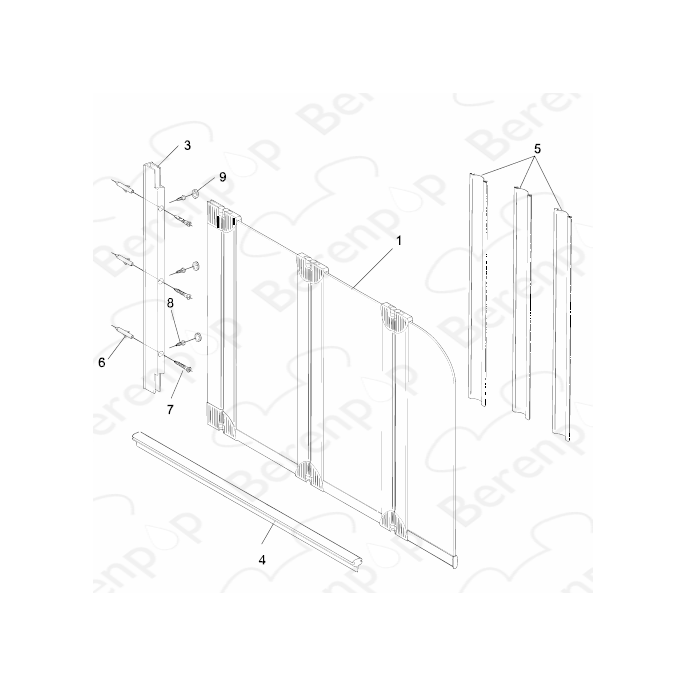 HSK Favorit / Prima E60077 vertikale dichting (per stuk) tbv 2-delig of 3-delige badklapwand, grijs
