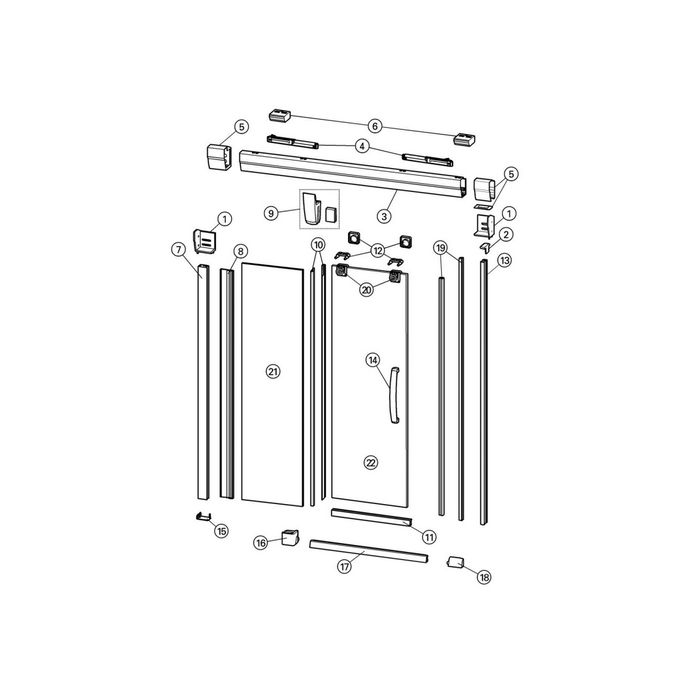 Huppe Aura elegance, 068684 set verticale afdichtingsstrippen