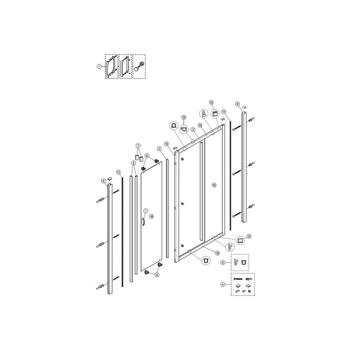 Huppe Alpha 2 - Classics 2 - X1 Flex, 042624 verticale afdichtingsstrip