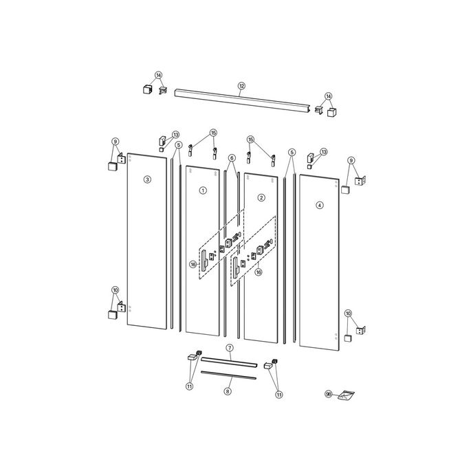 Huppe Vista pure, 066304 set verticale afdichtingsstrippen