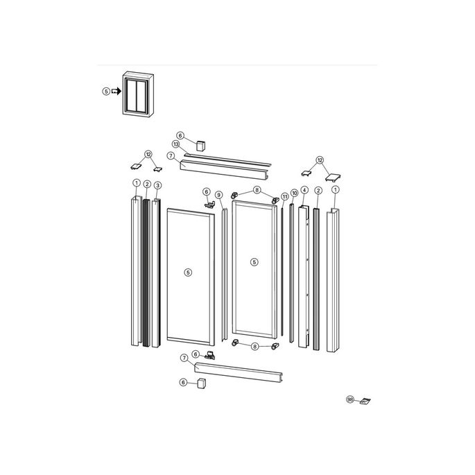 Huppe Alpha - Classic (2), 024001 verticale afdichtingsstrip