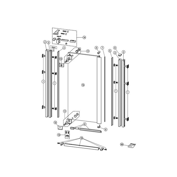 Huppe 1002, 054204 verticale afdichtingsstrip/ magneetstrip *niet meer leverbaar*