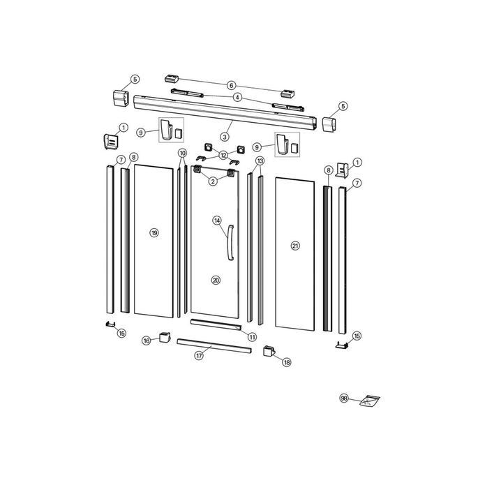 Huppe Aura elegance, 068684 set verticale afdichtingsstrippen