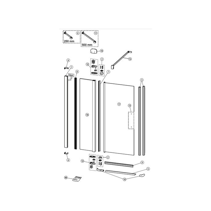 Huppe Design elegance - Design pure, 026980 magneetstrippen, set