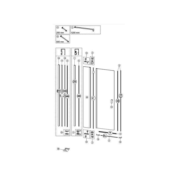 Huppe Design pure, 059330 verticale afdichtingsstrip