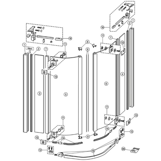 Huppe 1002, 054517 verticale afdichtingsstrip