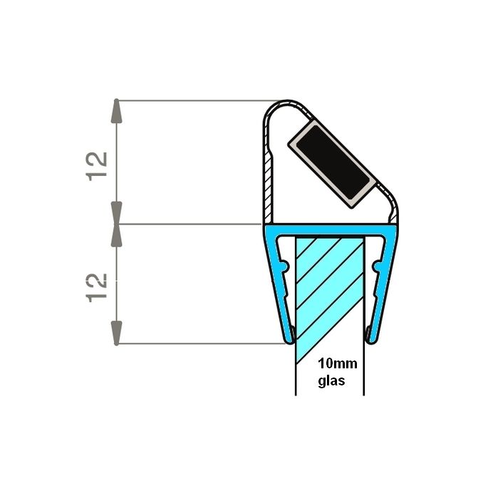 Exa-Lent Universal Probestück Duschgummi Typ DS24 - 2cm lang und geeignet für Glasstärke 10mm - Magnet 45 Grad