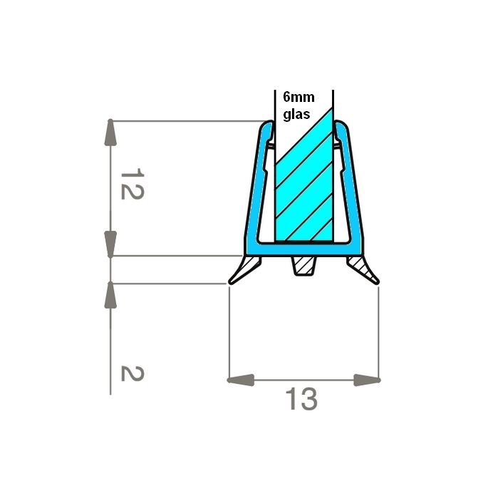 Exa-Lent Universal Probenstück Duschgummi Typ DS44 - 2cm Länge und geeignet für Glasdicke 6mm - Dichtungsprofil