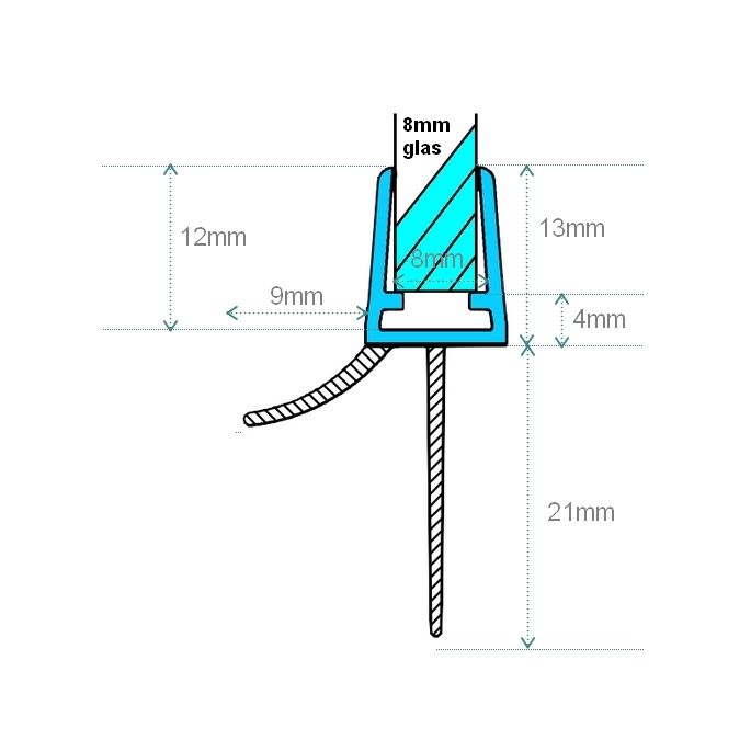 Exa-Lent Universal DS051008 - G08207100 helder doucheprofiel 1 flap 1 flapje 100cm - 8mm