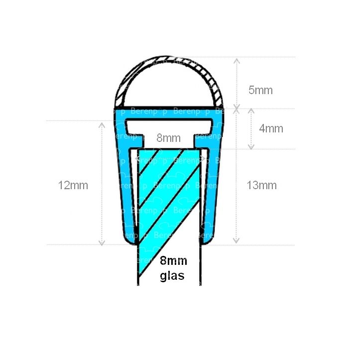 Exa-Lent Universal DS061008 - G08057005100 helder doucheprofiel 1 balgje van 5mm (bolletje) 100cm - 8mm