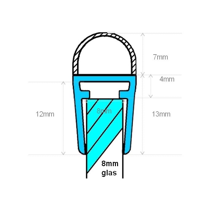 Exa-Lent Universal DS072008 - G08057007200 helder doucheprofiel 1 balgje van 7mm (bolletje) 200cm - 8mm