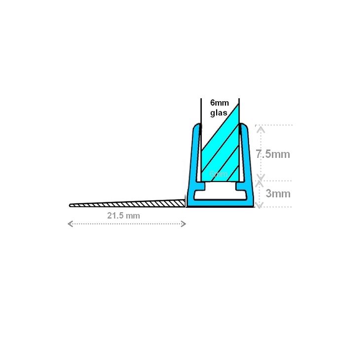 Exa-Lent Universal DS102006 - G06013200 helder doucheprofiel 1 flap horizontaal 200cm - 6mm