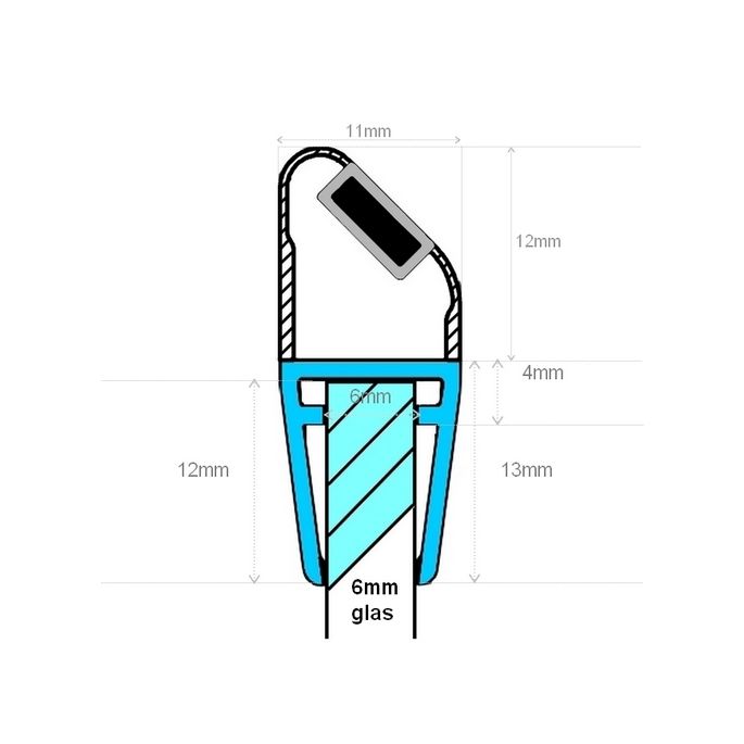 Exa-Lent Universal DS162006 - M06125200 helder doucheprofiel magneet 45 graden (set van 2 stuks) 200cm 6mm
