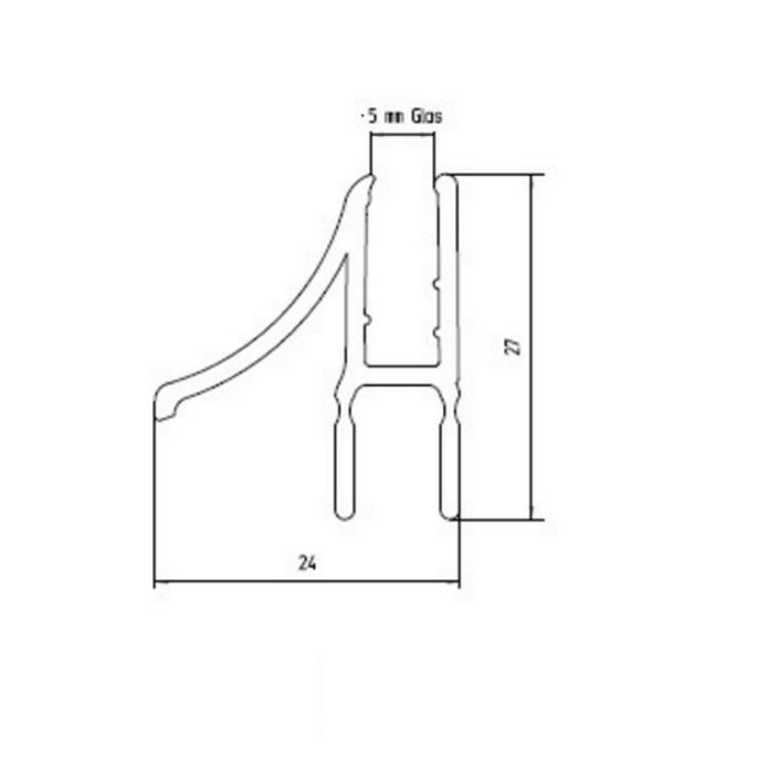 Duscholux 250370.000.FIVE.L afwaterprofiel gehoekt links, 5mm