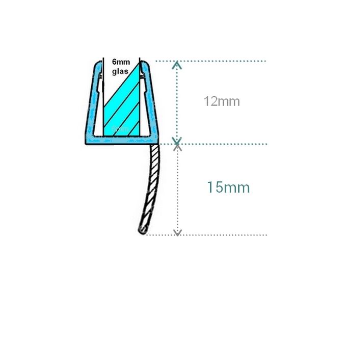 Exa-Lent Universal DS431006 gehoekt helder doucheprofiel 1 flap 100cm - 6mm