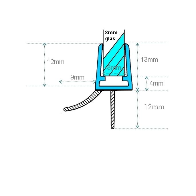 Exa-Lent Universal monsterstukje doucherubber type DS42 - 2cm lengte en geschikt voor glasdikte 8mm - 2 flapjes