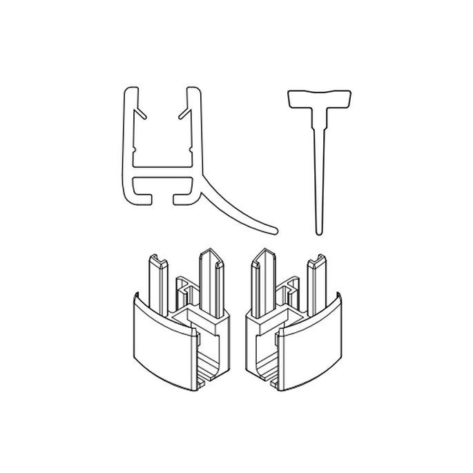 HSK Exklusiv E85058-4-01 horizontaal afdichtingsprofiel (120cm) met inschuifrubber (200cm, hoogte 14,5mm) en eindkapjes alu mat zilver