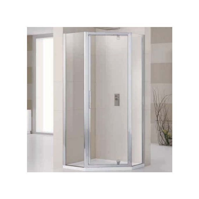 Novellini Lunes Lunespg120-1K vijfhoek douchewand 120x90 helder chroom (OUTLET)