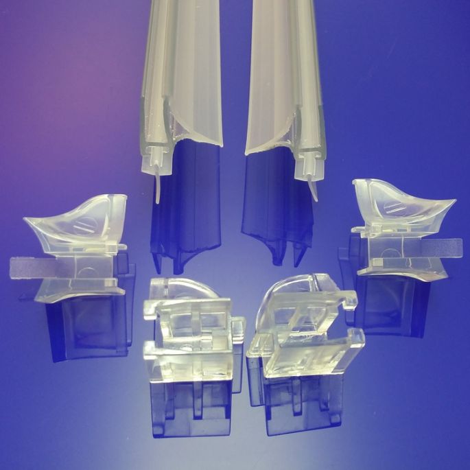 PDPlan Cristal C1006 set lekstrippen 71.6 cm inclusief 4 hoekjes voor kwartronde douche 100x100cm