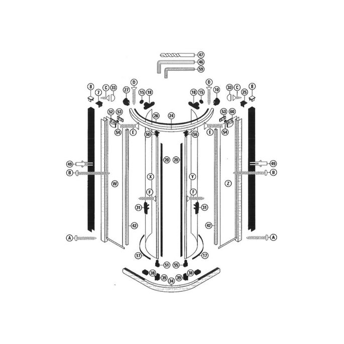 Sphinx VarioPlus 2537361 ( L43357 ) linker glasbevestiging t.b.v. rails chroom