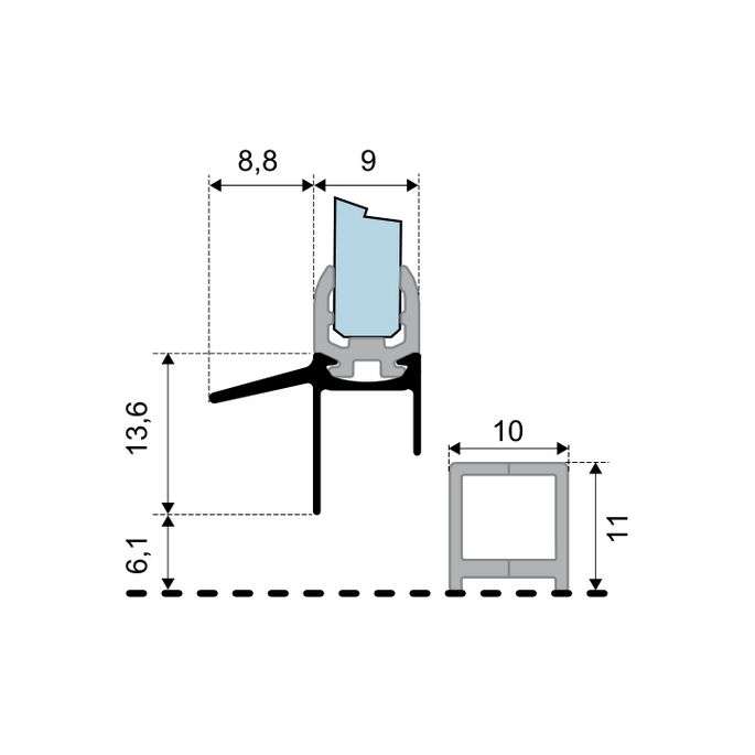 Duka GUMT858 afdichtprofiel 100cm transparant, 6mm