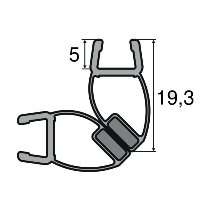 Huppe universeel 070264 set magneetlijsten 45° voor hoekoplossing, 202,5cm / 1 x 6mm + 1 x 8mm