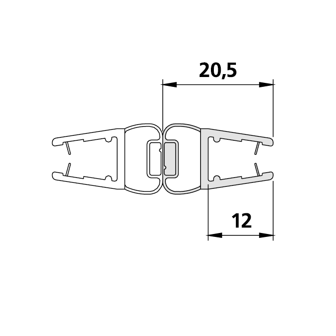 Kermi 2534098 magneetprofiel recht verticaal 200cm