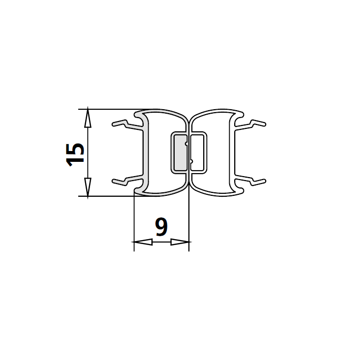 Kermi 6036439 magneetprofiel 180 graden voor sluitprofiel verticaal 200cm