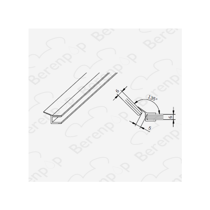 San4U Sealday SD071 middendichtingsprofiel 135 graden voor vijfhoek, 200cm, 6mm *niet meer leverbaar*