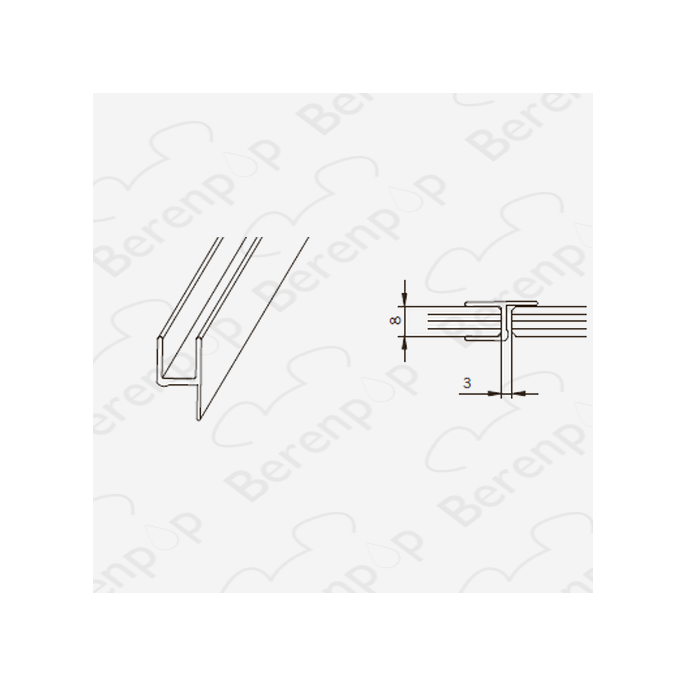 San4U Sealday SD094 h-profiel 180 graden, 200cm, 8mm *niet meer leverbaar*