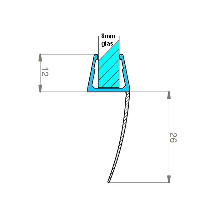 Exa-Lent Universal DS282008 helder doucheprofiel 1 flap 200cm - 8mm