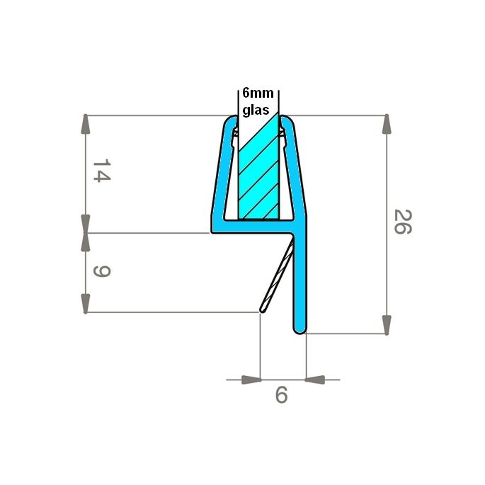 Exa-Lent Universal DS452006 helder aanslagprofiel 200cm - 6mm