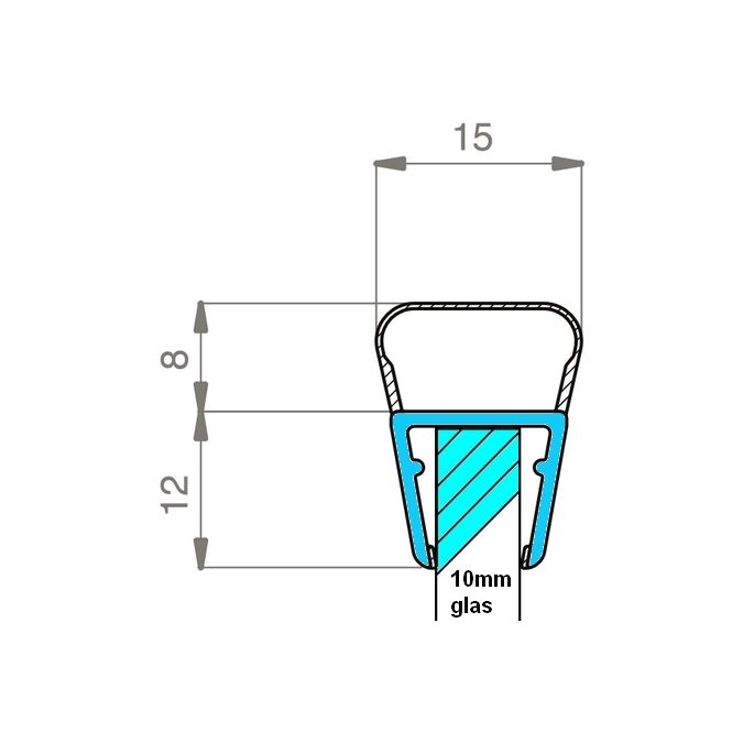 Exa-Lent Universal monsterstukje doucherubber type DS25 - 2cm lengte en geschikt voor glasdikte 10mm - 1 balgje van 8mm (bolletje)
