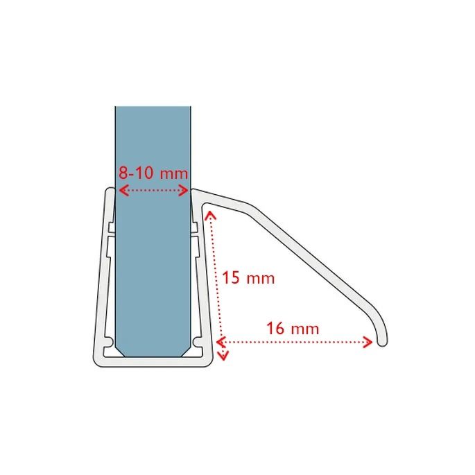 San4U Sealday SD237 afdichtprofiel voor onderkant douchedeur, 200cm, 8-10mm
