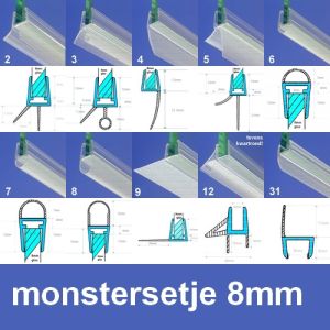 Exa-Lent Universal MON-8 Monstersetje - douchestrippen 8mm
