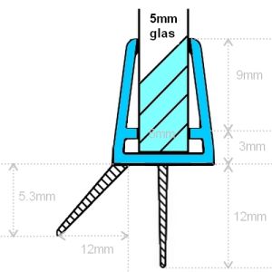 Exa-Lent Universal DS012005 - G05021200 helder doucheprofiel 2 flapjes 200cm - 5mm