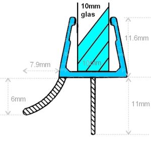 Exa-Lent Universal DS0210010 - G10023100 helder doucheprofiel 2 flapjes 100cm - 10mm