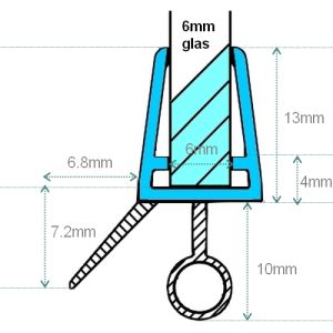 Exa-Lent Universal DS031006 - G06177100 helder doucheprofiel 1 flapje 1 rondje 100cm - 6mm